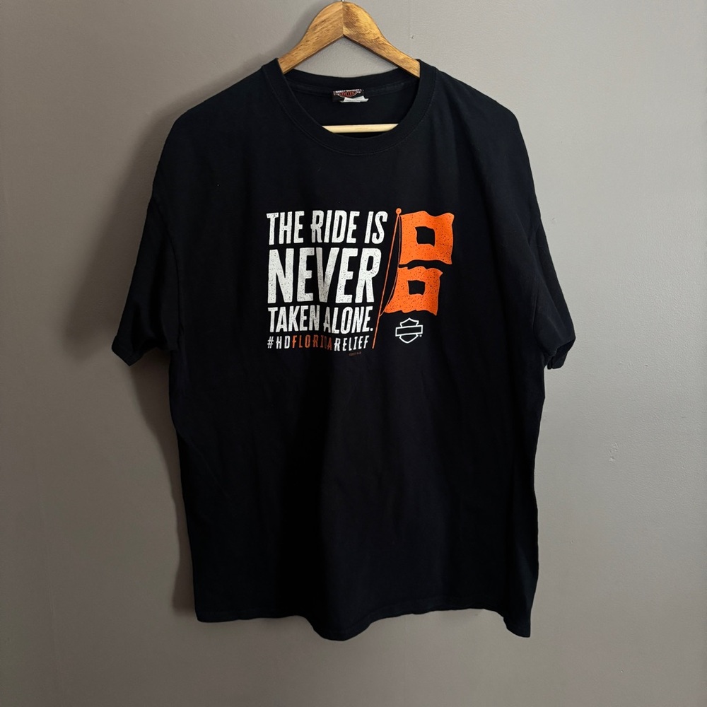 XL Harley Davidson Alone HD Relief Florida Rides Together Hurricane tee